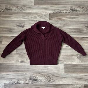 Madewell Women's Waffle-Knit Henley Sweater in Heather Currant Size Extra Small